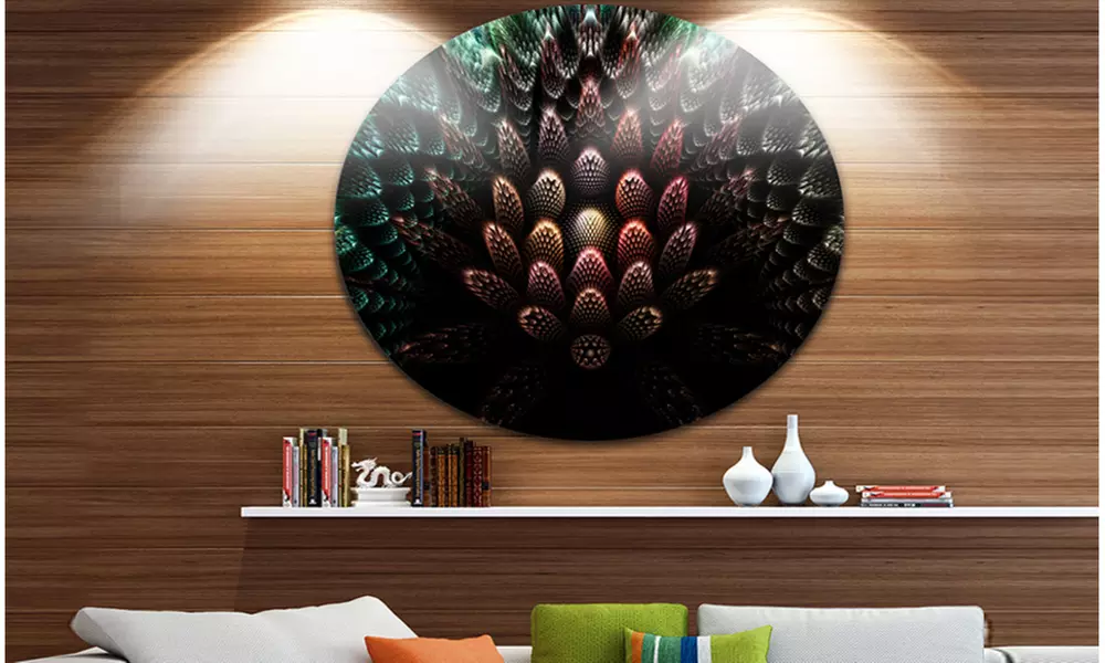 Fractal 3D Flower Fantasy' Abstract Circle Metal Wall Art - Primary Image