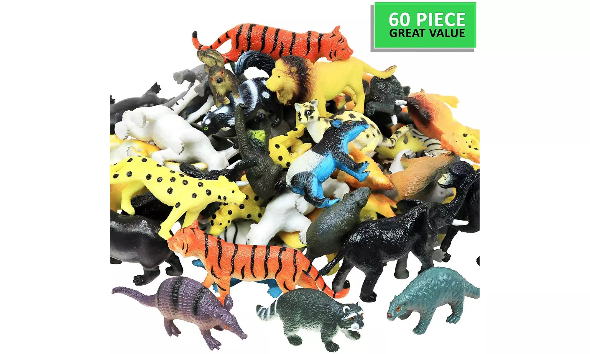 Mini Animal Figurine Playset Assorted Realistically Designed Animals 60 Pc. Set - Second Medium