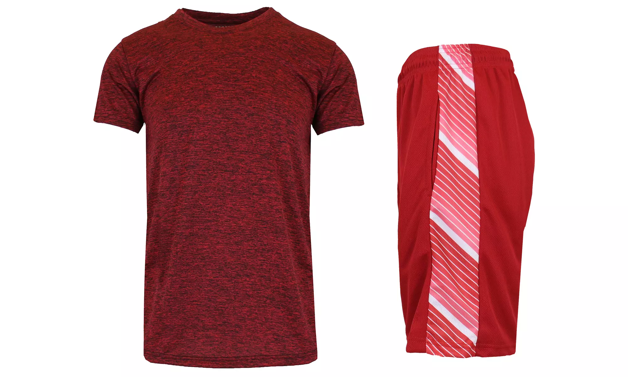 Men's Moisture Wicking Short Sleeve Tee & Mesh Shorts 2-Piece Top & Bottom Set