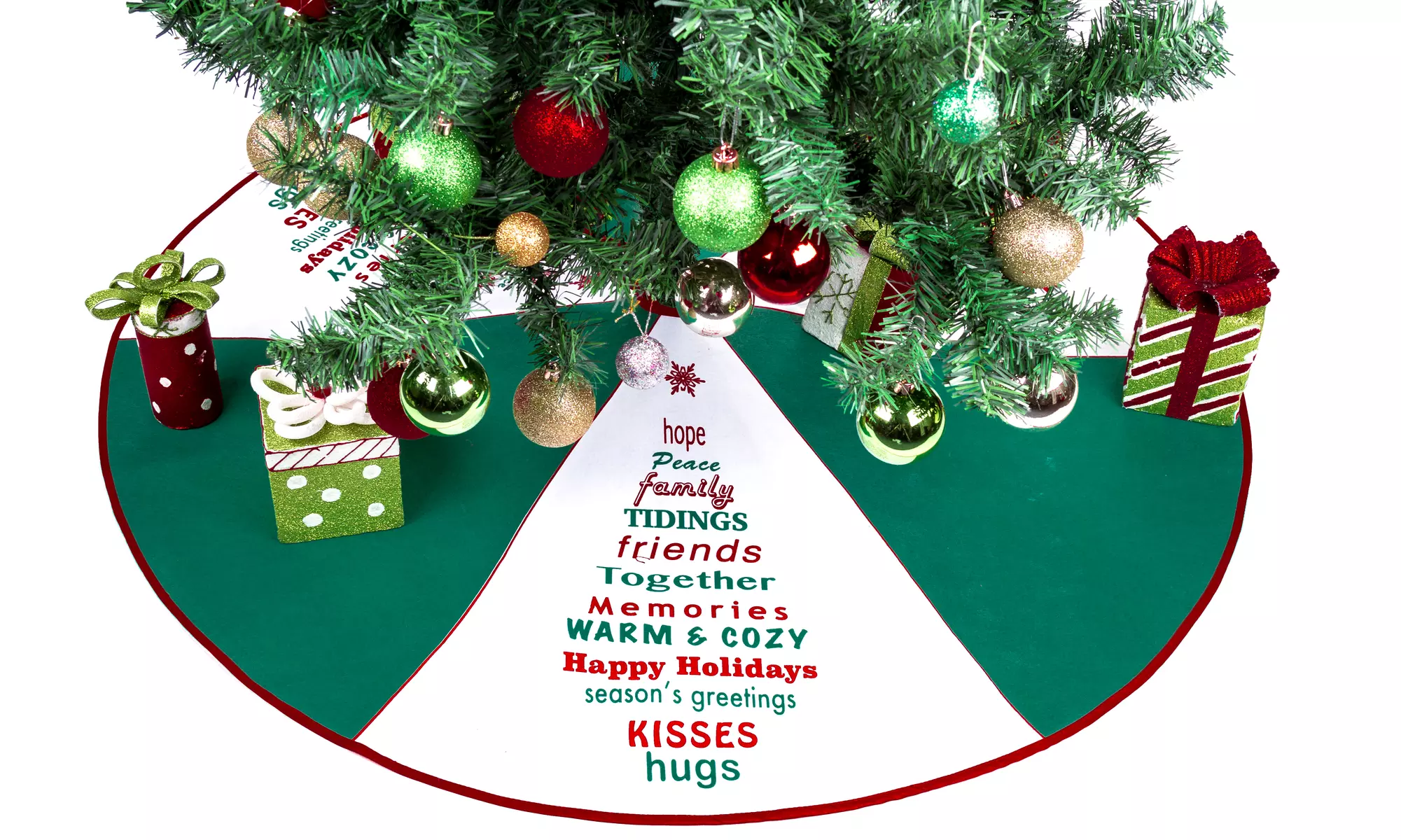 Merry & Bright Holiday Christmas Tree Skirts with Festive Design