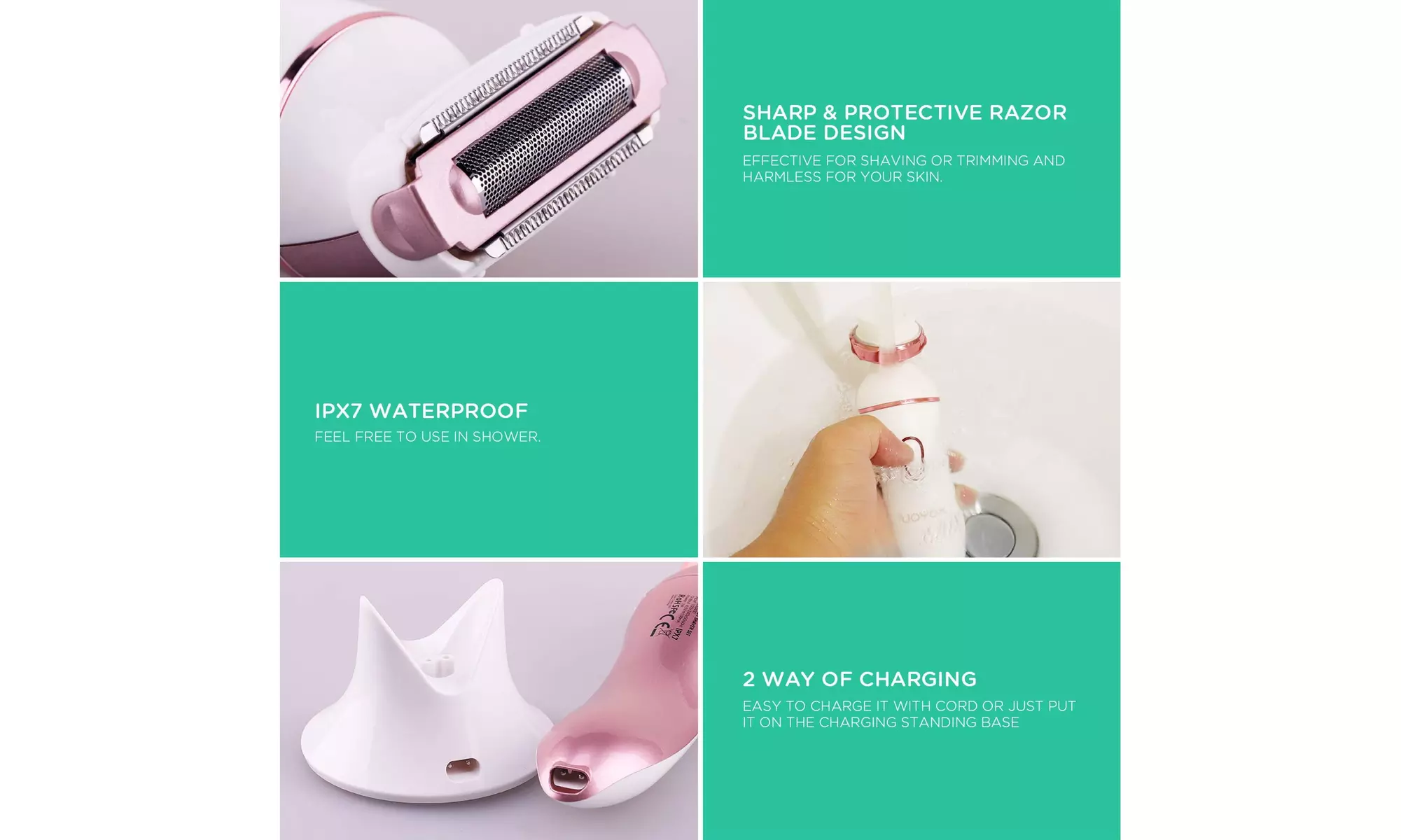 VOYOR Electric Razor for Women - Rechargeable Shaver (White) - NEW