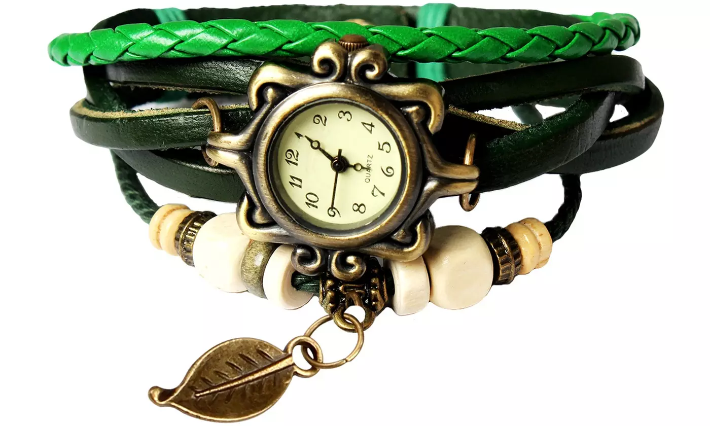 Women's Vintage Bohemian Vegan Leather Watch  (Charm And Color Choices)