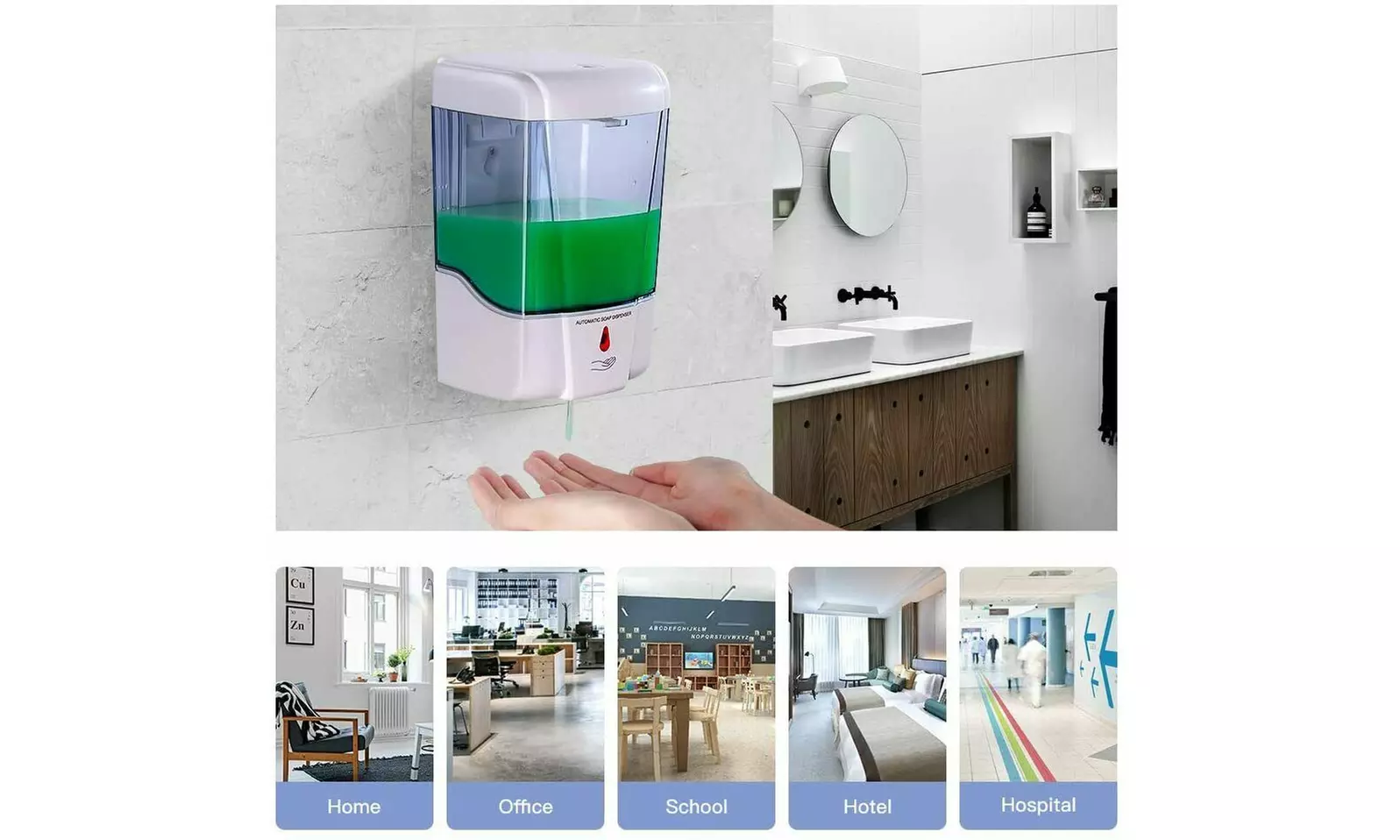 700ml Automatic Soap Dispenser IR Sensor Dispenser Touchless Hand Free Wall - Second Medium
