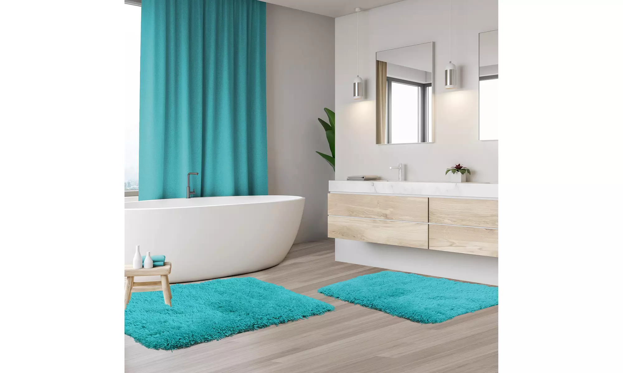 Clara Clark Non-slip Shaggy Bath Rug Set