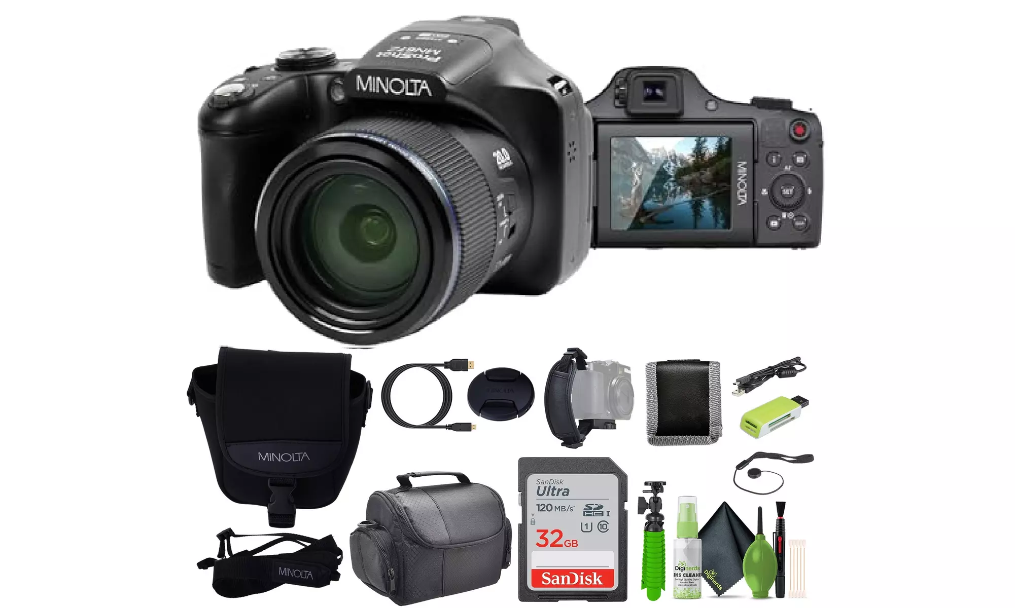 Minolta ProShot MN67Z 20MP Digital Camera Bundle with 67x Optical Zoom Lens