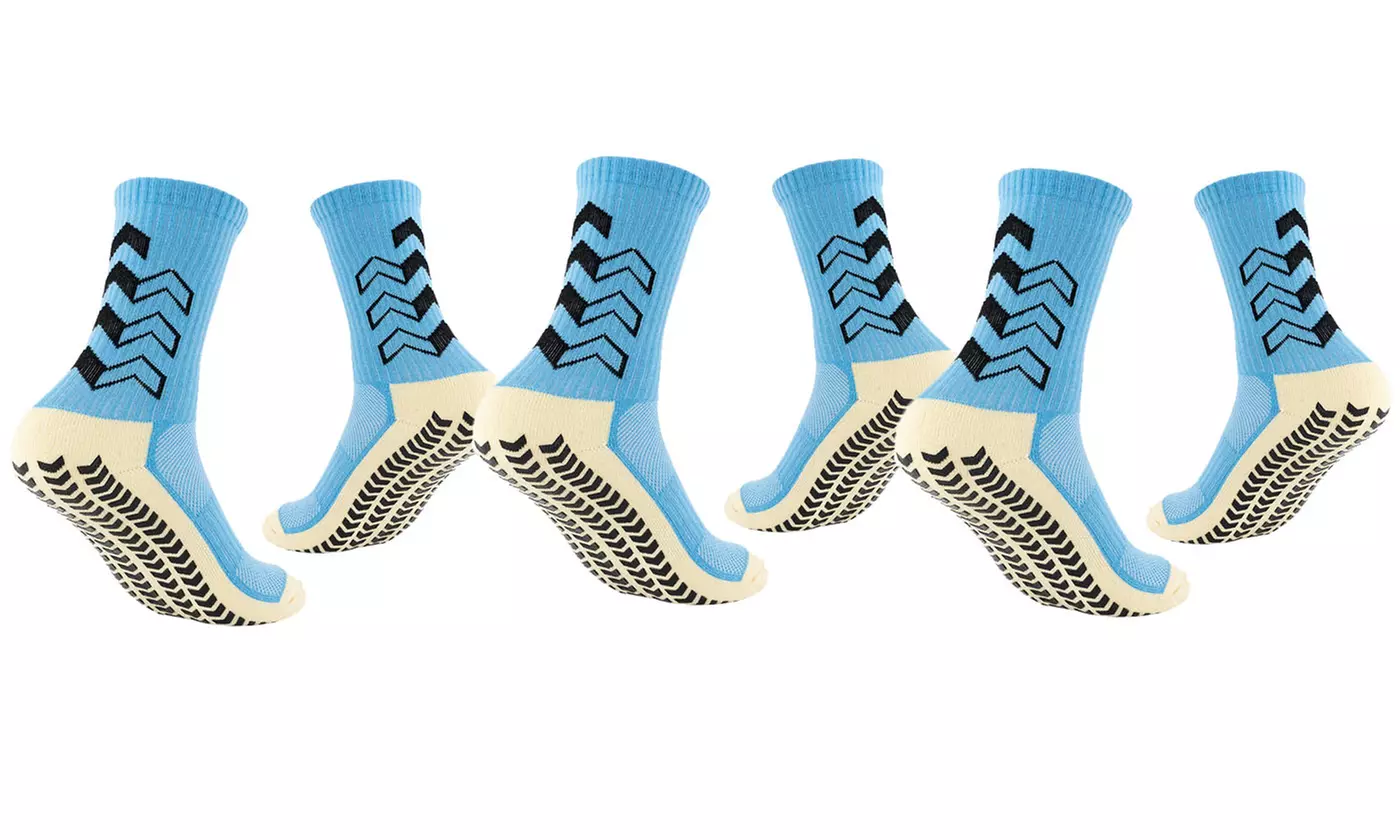 Men's 3 Pack Slip Athletic Long Socks Absorbent Sports Grip Socks for Basketball