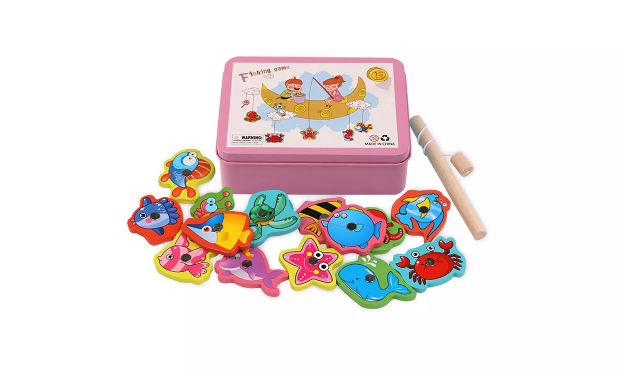 Zummy Wooden Magnetic Fishing Toys Game Set  for Small Kids Educational 15pcs