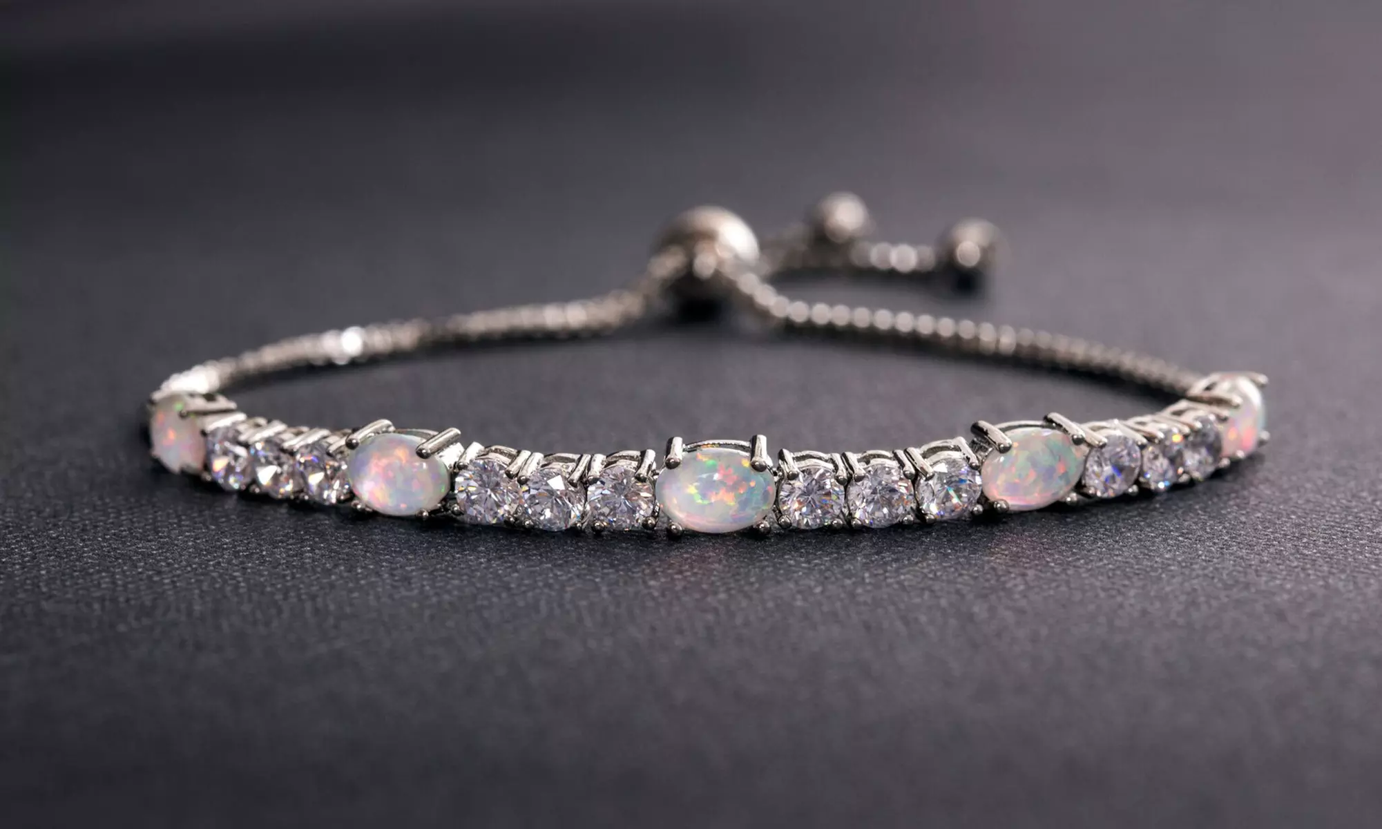 Nina & Grace Fiery Opal Tennis Bracelet with CZ - Primary Image