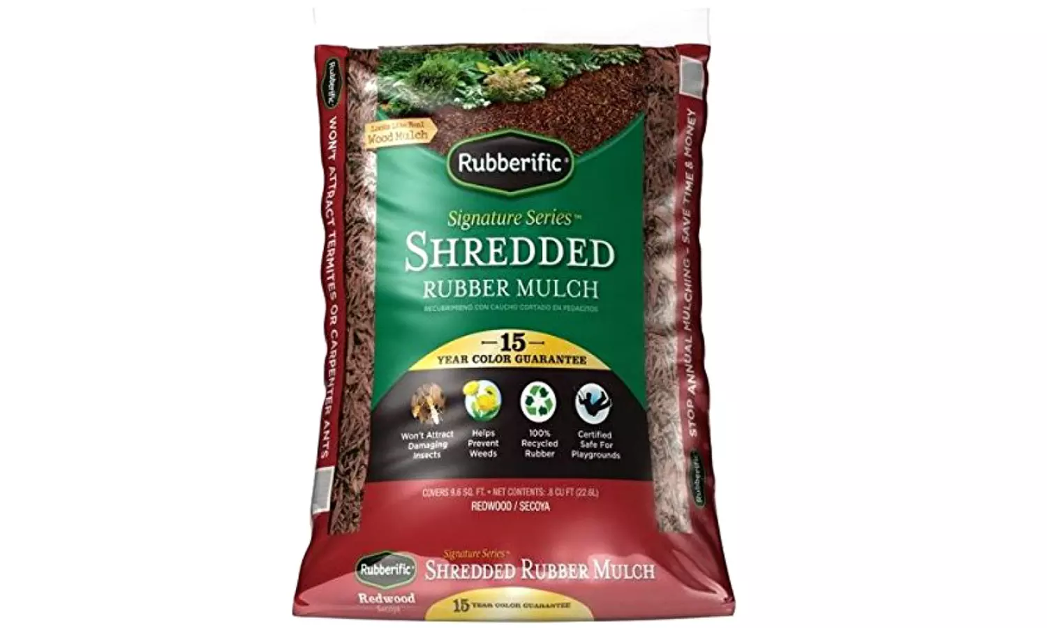 Rubberific RM16RW Shredded Rubber Mulch, Redwood, 0.8 Cu.ft. - Primary Image