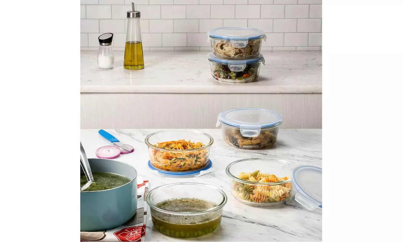 Oven-Safe Round Glass Food Storage Meal Prep Containers 32 Ounce(6- or 12-Piece) - Second Medium