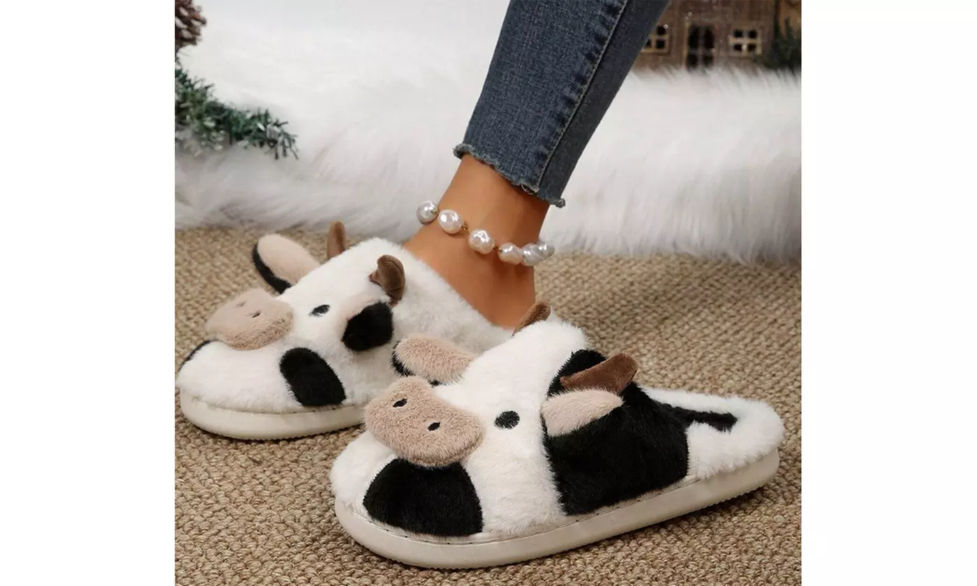  Women's Cute Cow Slippers