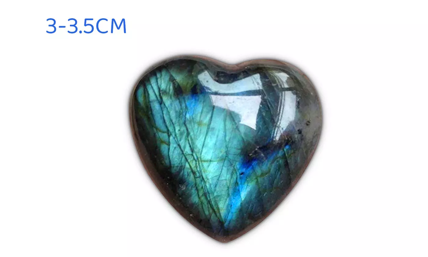 Natural Crystal Heart Moonstone Polished Labradorite Healing Energy Reiki Stone