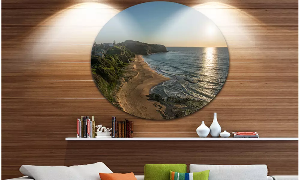 Clam Sea Waters at Sydney beach' Large Seashore Metal Circle Wall Art - Primary Image