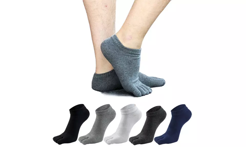 5 Pack Toe Socks No Show Five Finger Socks Cotton Athletic Running Socks For Men - Primary Image