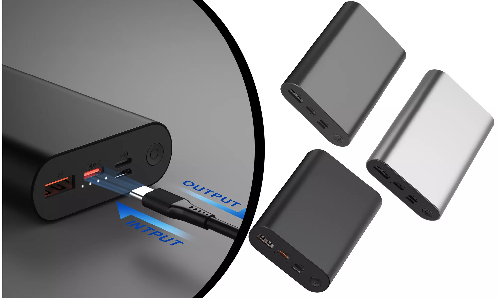 LAX PD 20W Aluminum 12000mAh Fast Charging Power Bank USB-A and USB-C Ports. - Primary Image