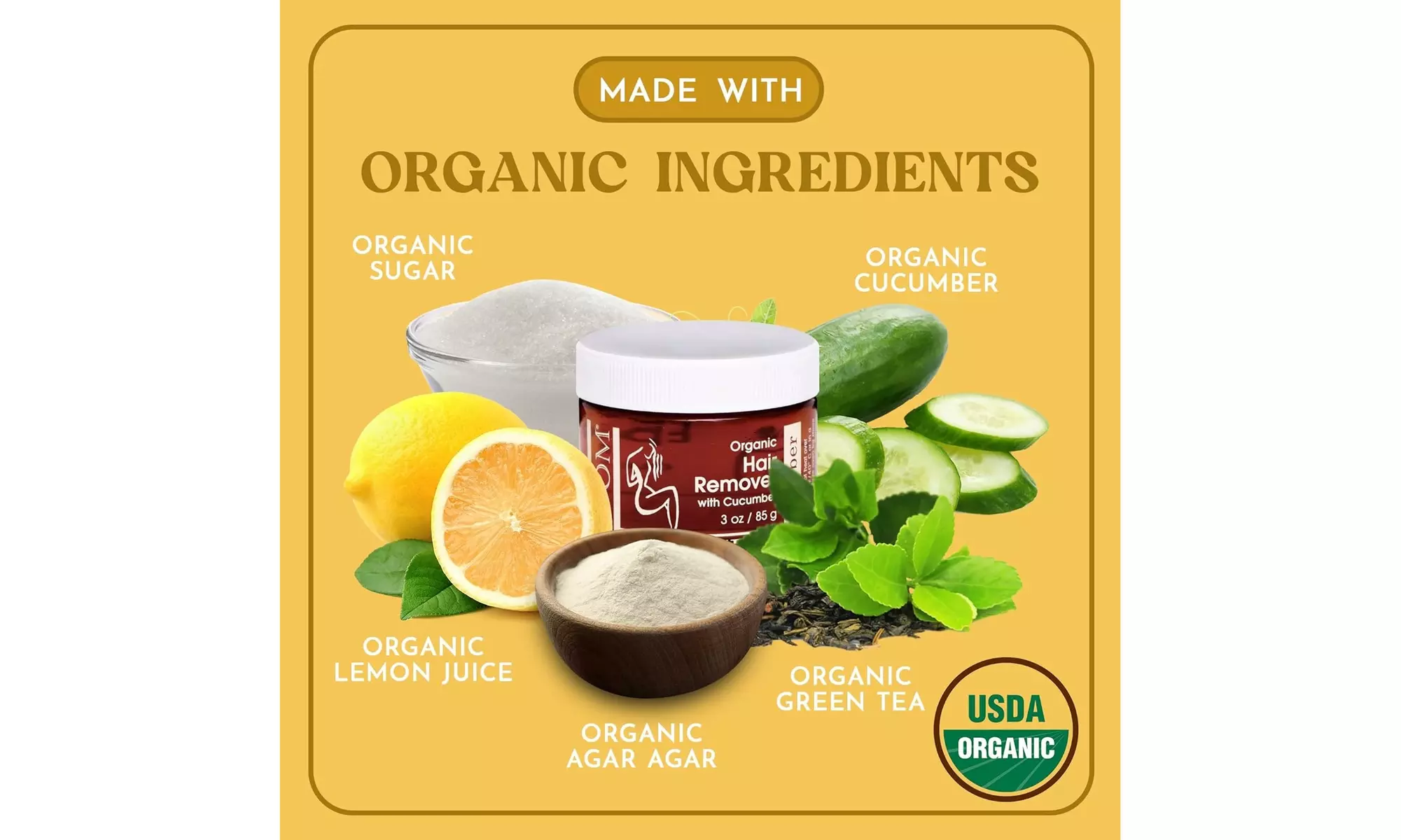 MOOM Organic Body & Bikini Waxing Kit with Cucumber & Green Tea - 3 Oz Each - Second Medium