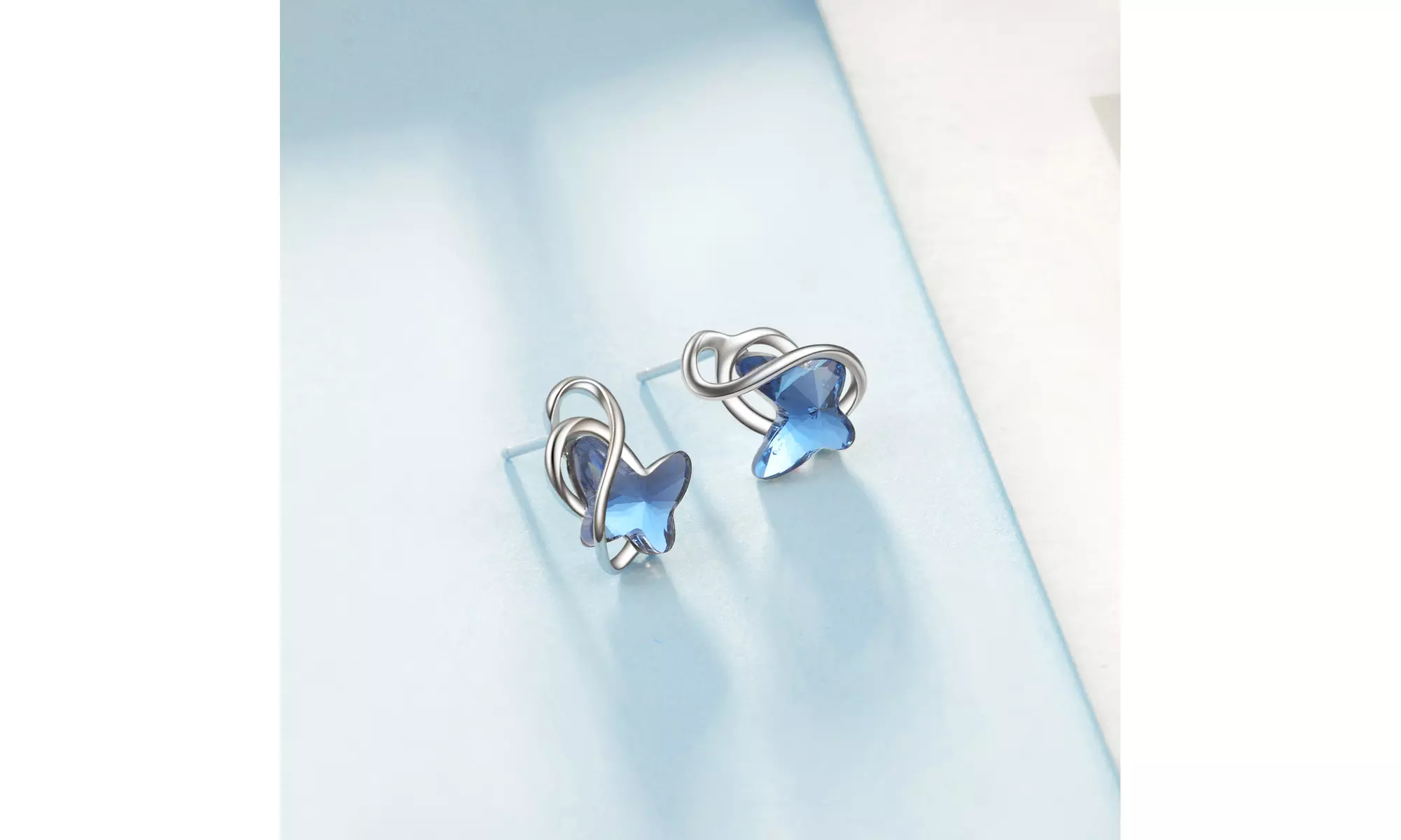 Sterling Silver butterfly Earrings with crystals from Swarovski