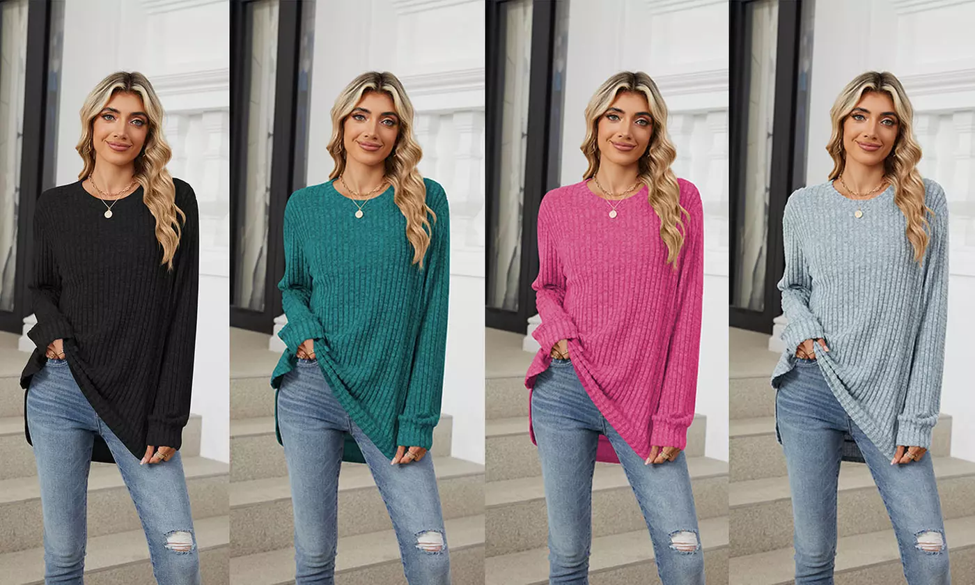 Women Fall Wintetr Casual Long Sleeve Tunic Sweaters Pullover Knit Jumper Tops