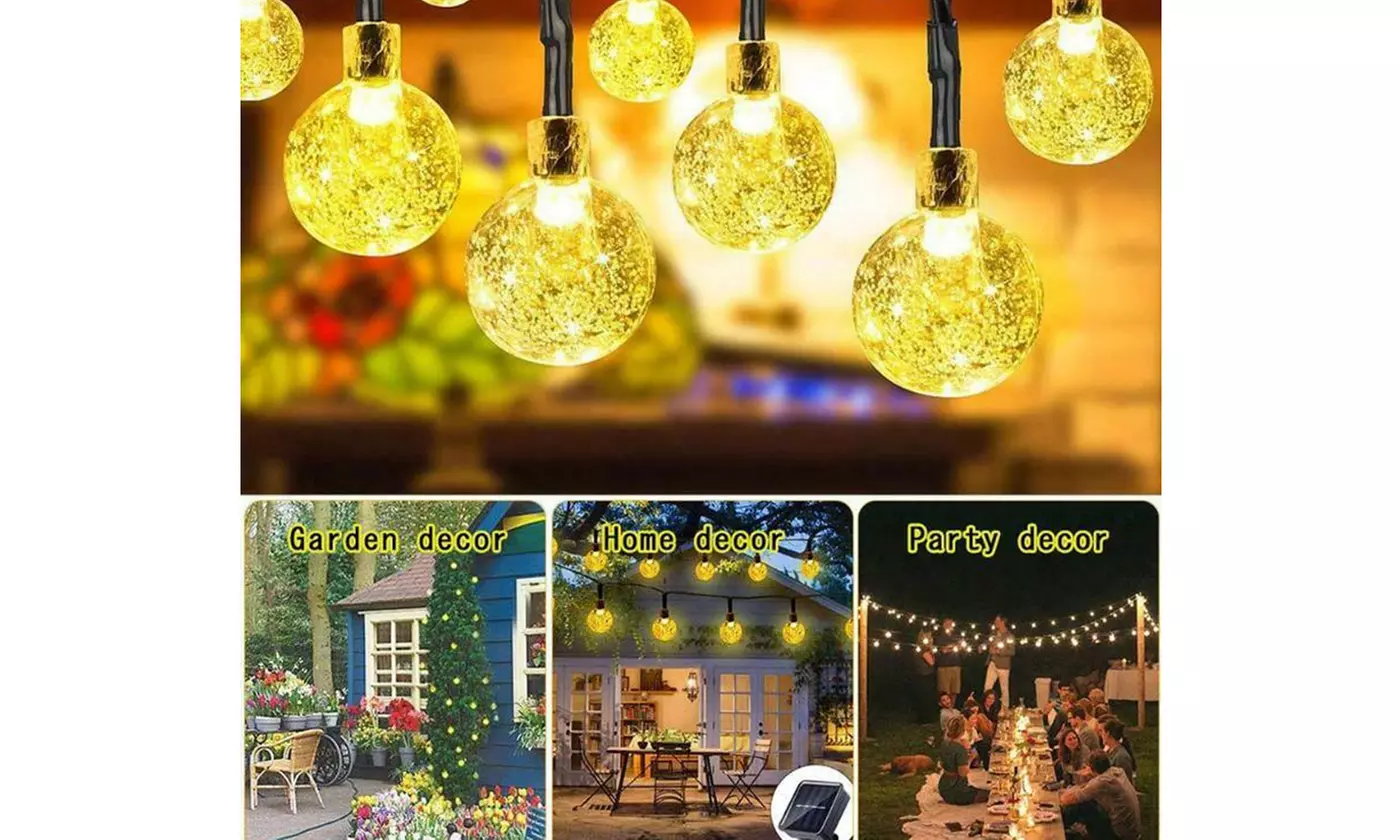 LED Solar String Ball Lights Outdoor Waterproof Garden Yard Decor