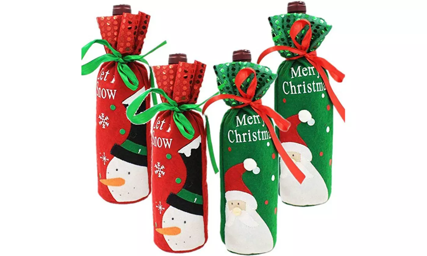 2-Pack Christmas Wine Bottle Cover Dining Room Table Decor - Primary Image