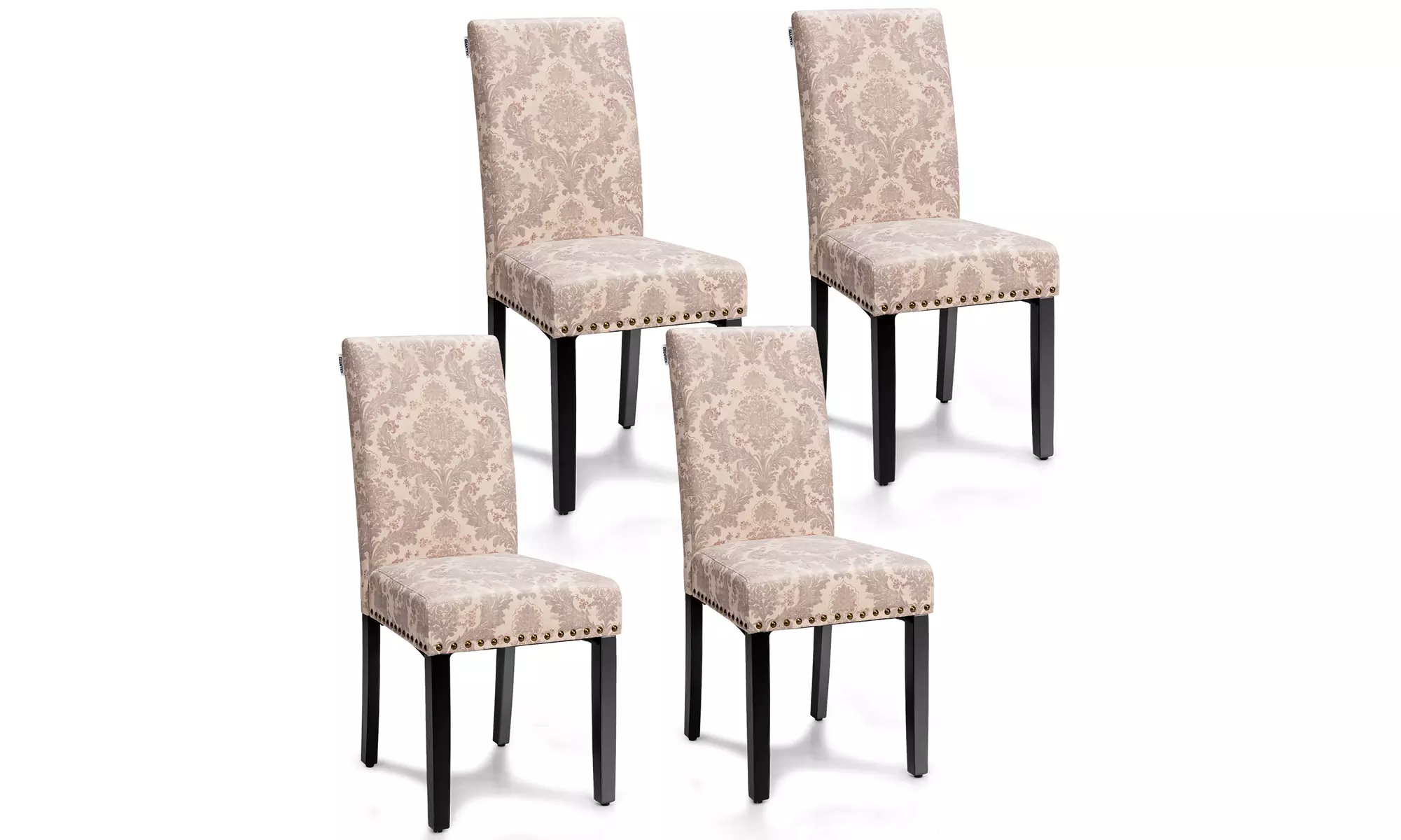 Costway Set of 4 Fabric Dining Chairs w/Nailhead Trim - Primary Image