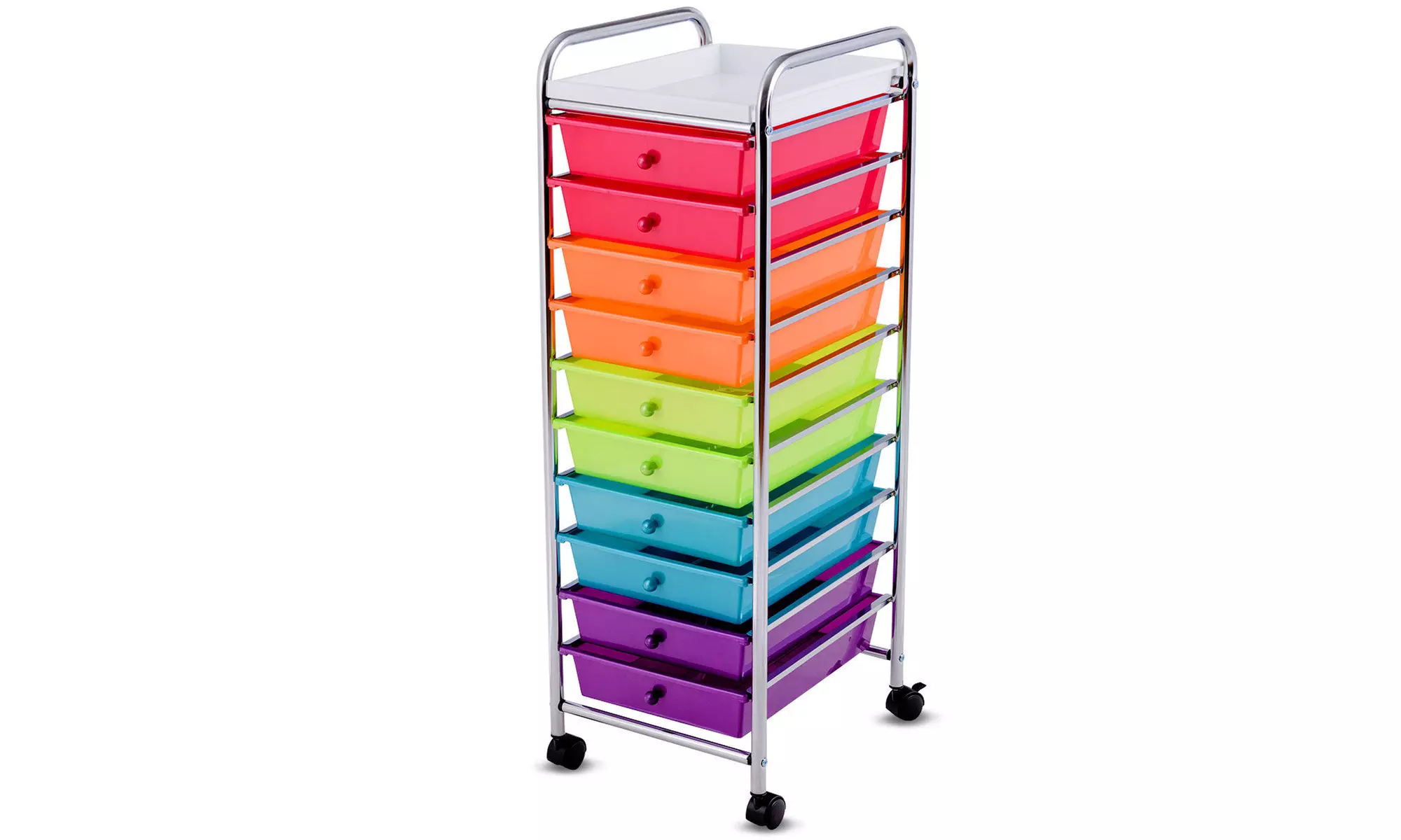 Costway 10 Drawers Rolling Organizer Cart Craft Utility Mobile Trolley Chrome 