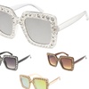 Image 1: High Octane Collection "Ayia" Thick Square Frame Gem Stone Sunglasses