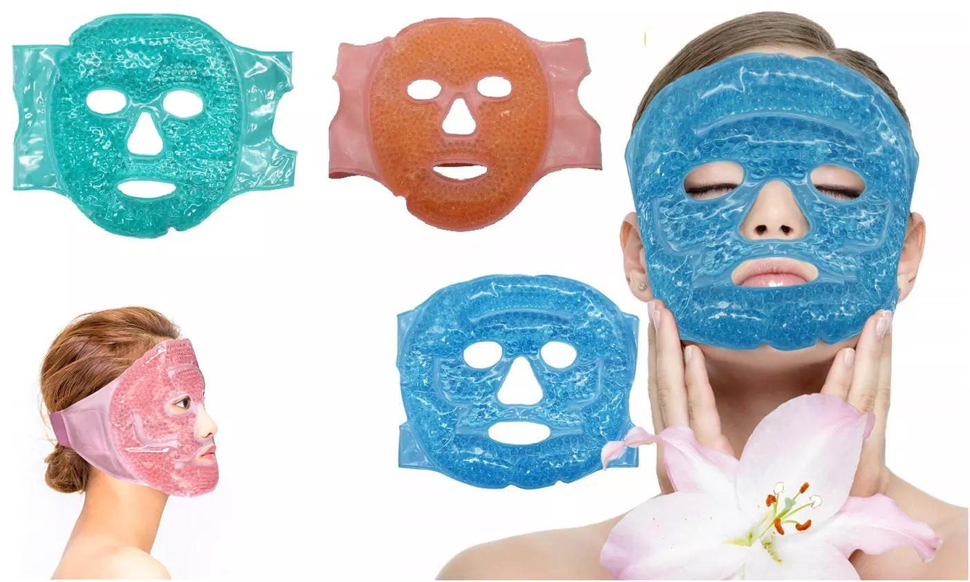 Hot and Cold Therapy Gel Bead Ice Face FULL Facial Eye Mask Compress Pack - Primary Image