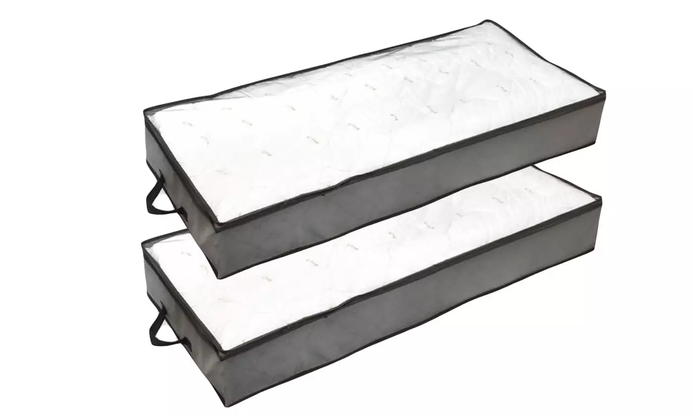 Two Pieces Zippered Underbed Clothes Storage Bag