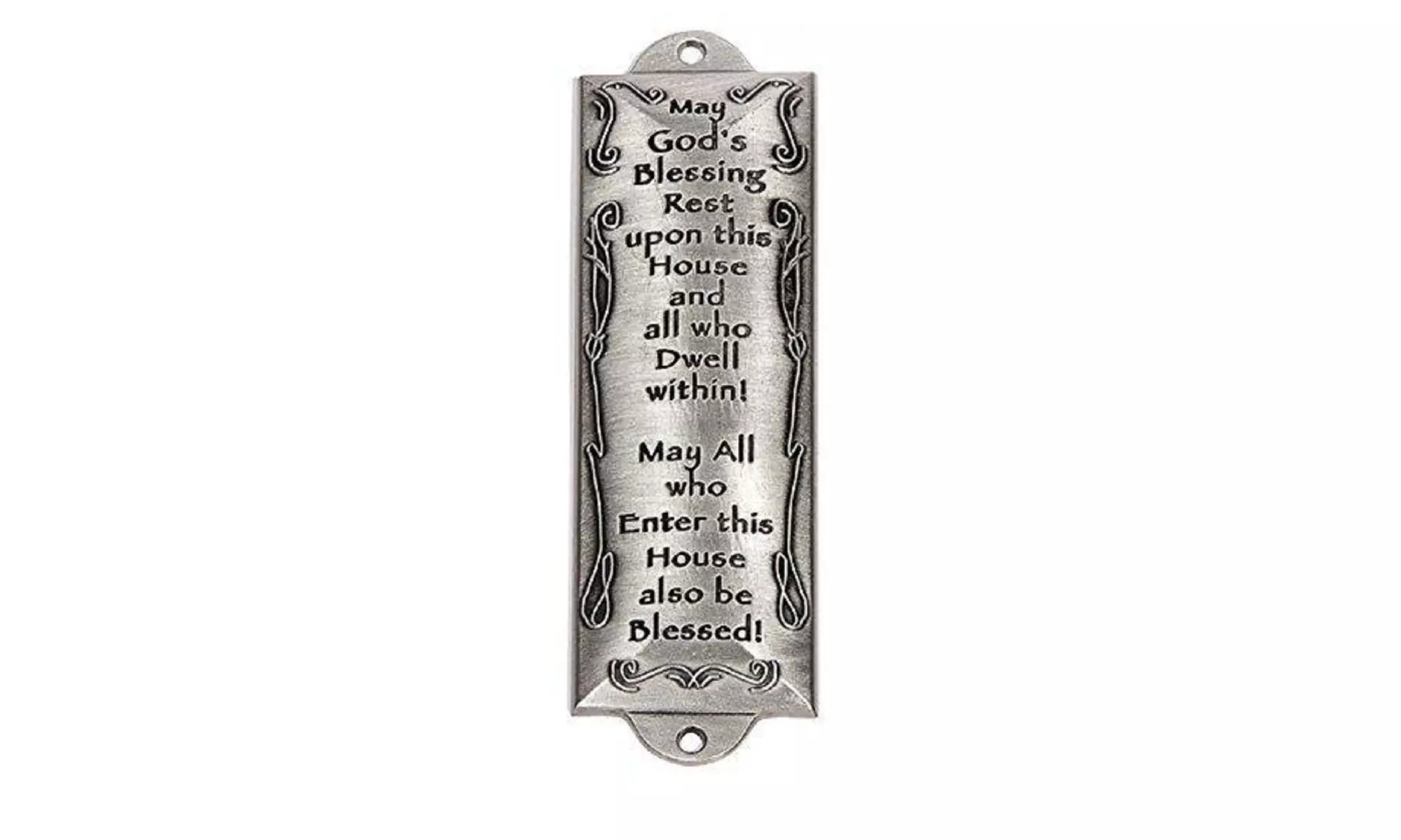 Holy Land Gifts 07736X Mezuzah Bless This House Pewter 4.25 In. - Primary Image