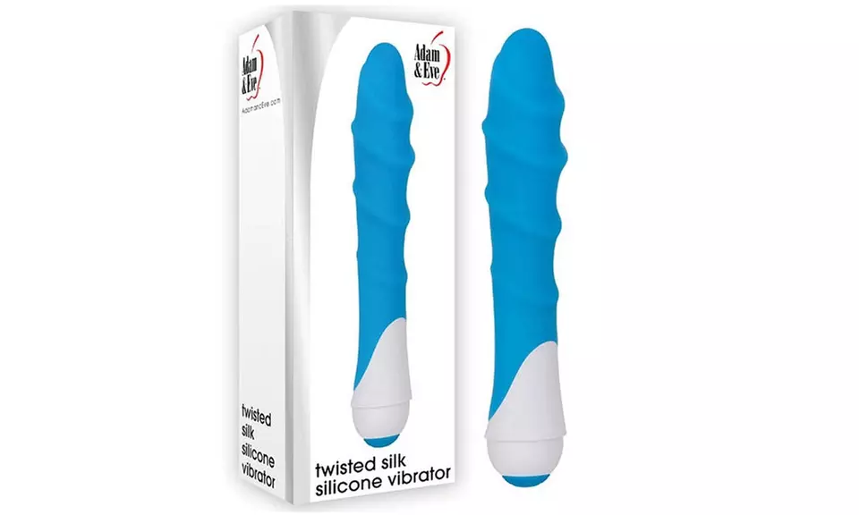 Adam & Eve Twisted Silk Silicone Vibrator Blue  - Primary Image