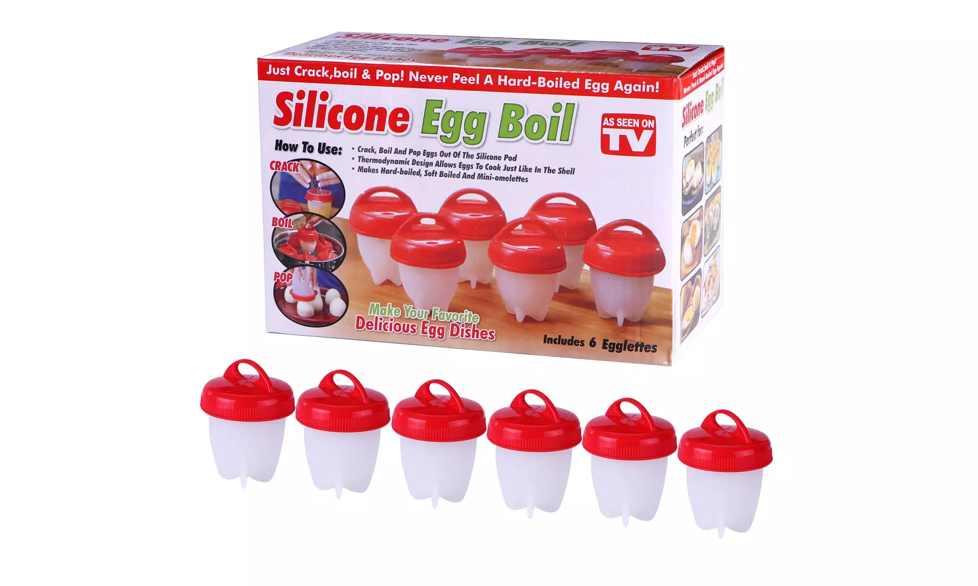 Egglettes Egg Cooker - Hard Boiled Eggs without the Shell, 6 Egg Cups - Primary Image