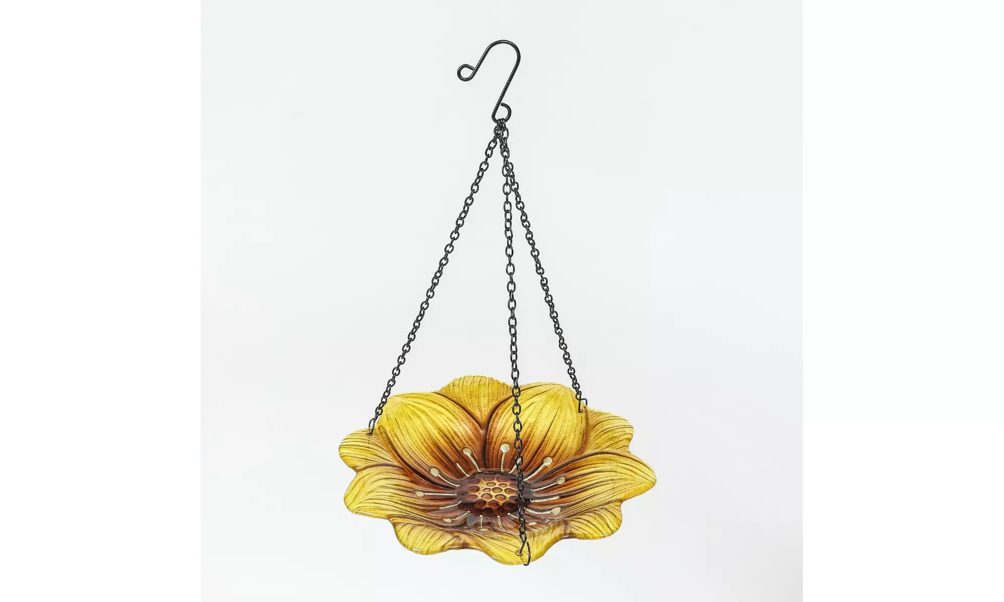 Glass Yellow Flower Bowl Hanging Bird Feeder - Primary Image