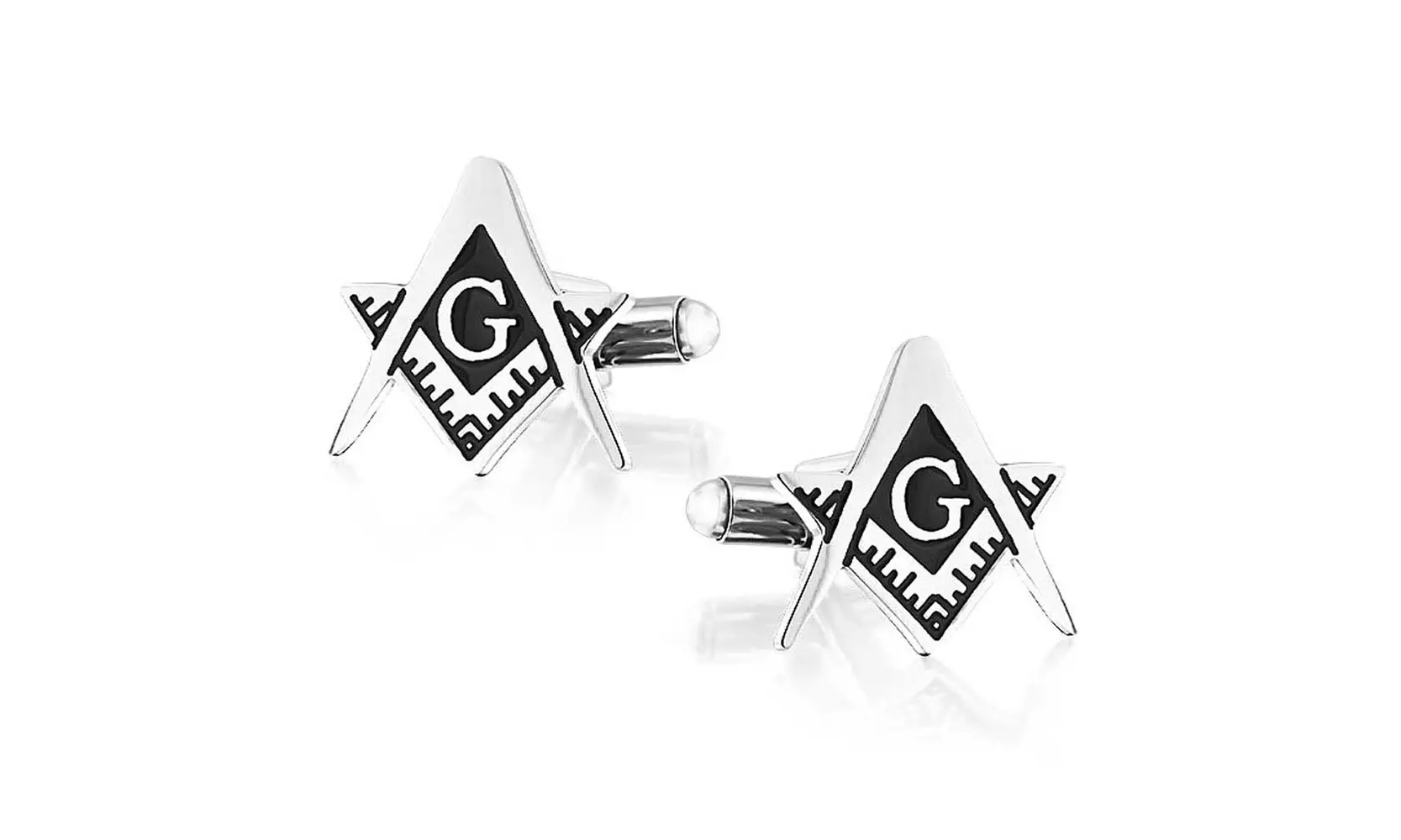 Bling Jewelry Mens Black Stainless Steel Cufflinks Freemason Jewelry - Second Medium