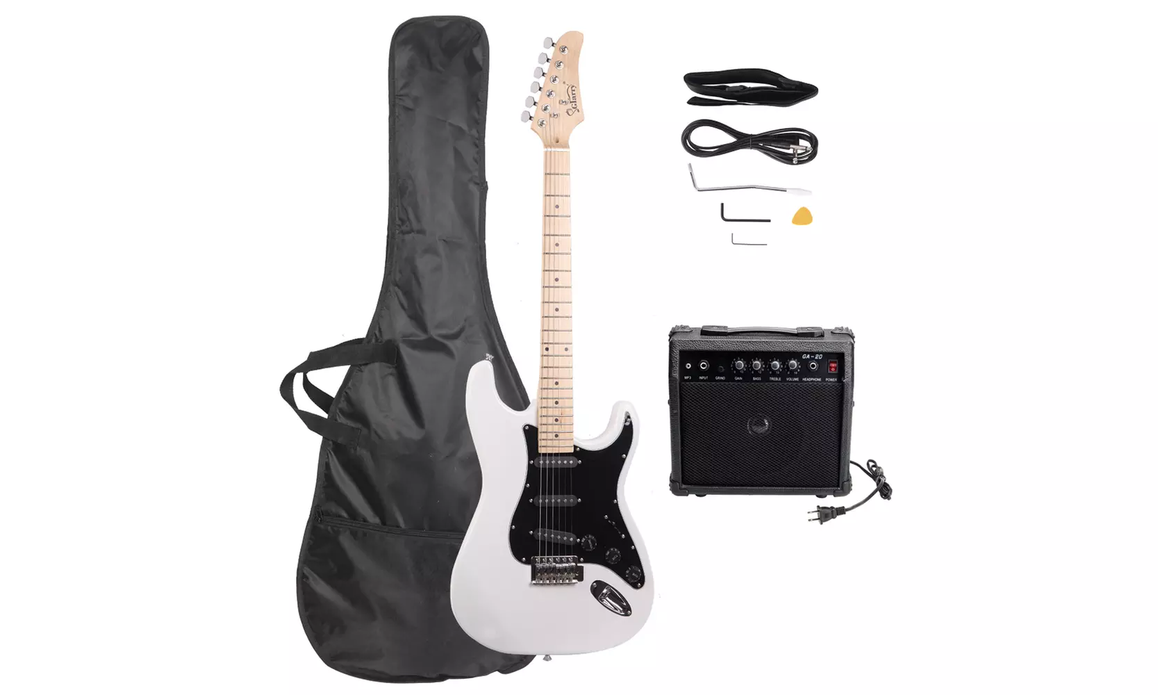 Glarry GST Stylish Electric Guitar Kit with Black Pickguard White/Sky Blue - Primary Image