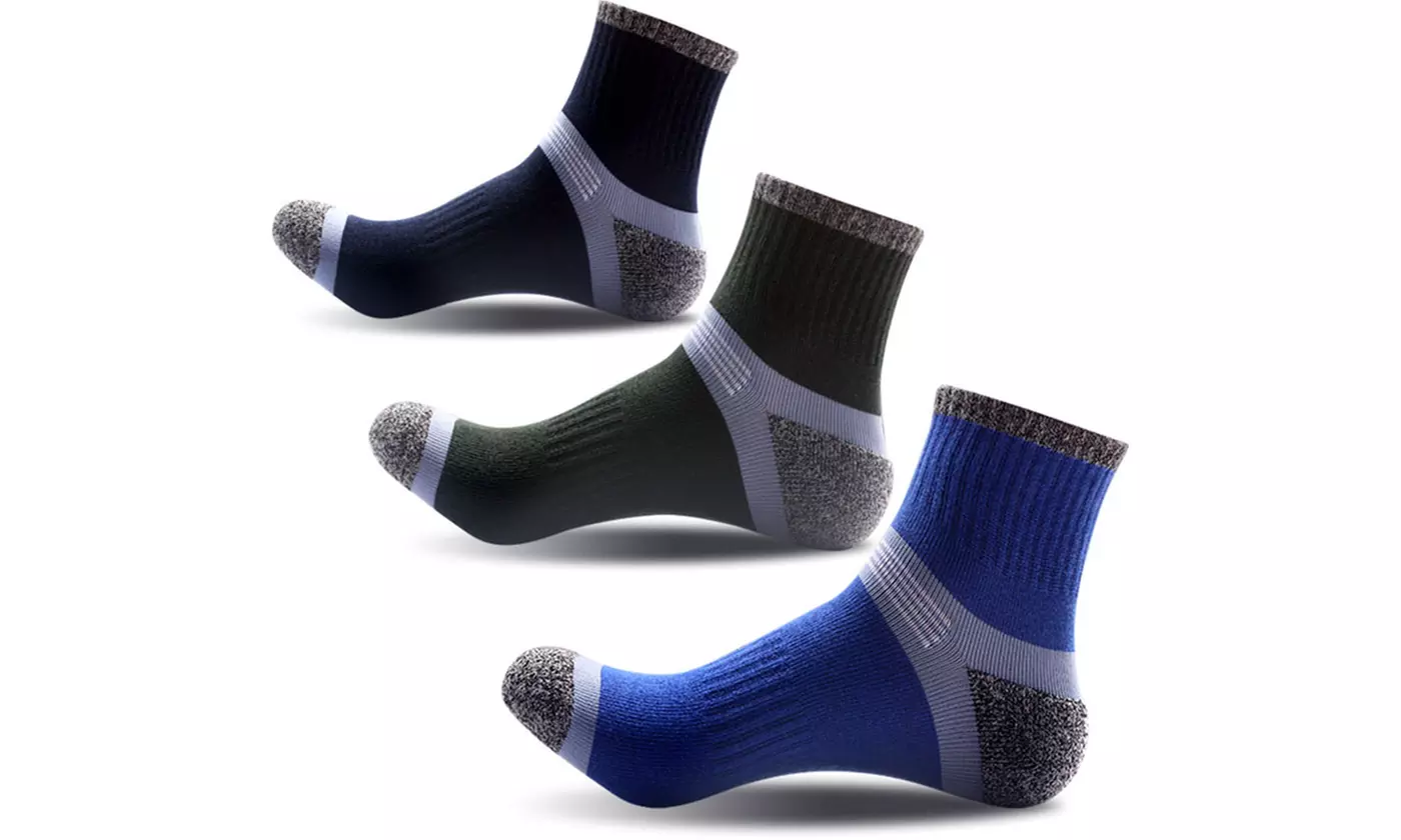 Men's Cotton Athletic Quarter Crew Socks (3 or 6 Pairs)
