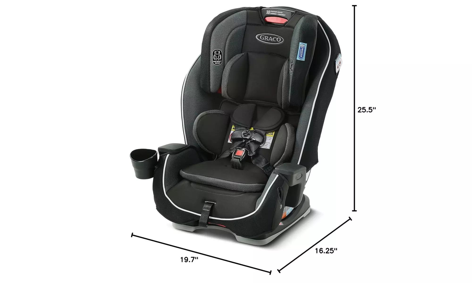 Graco Milestone 3 in 1 Car Seat, Black - New