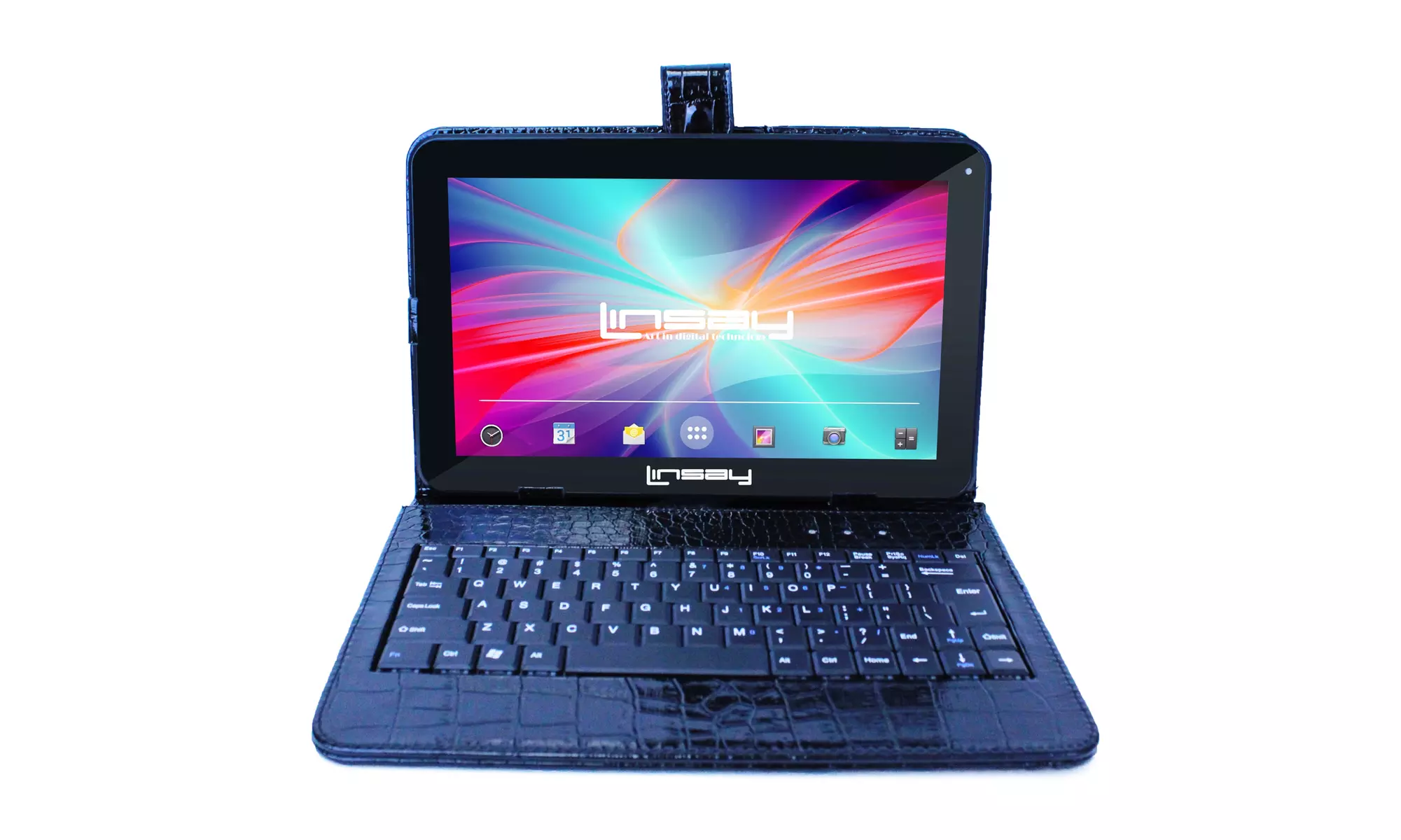 LINSAY 10" Quad Core 64GB Tablet with Crocodile Style Keyboard Android 13 - Primary Image