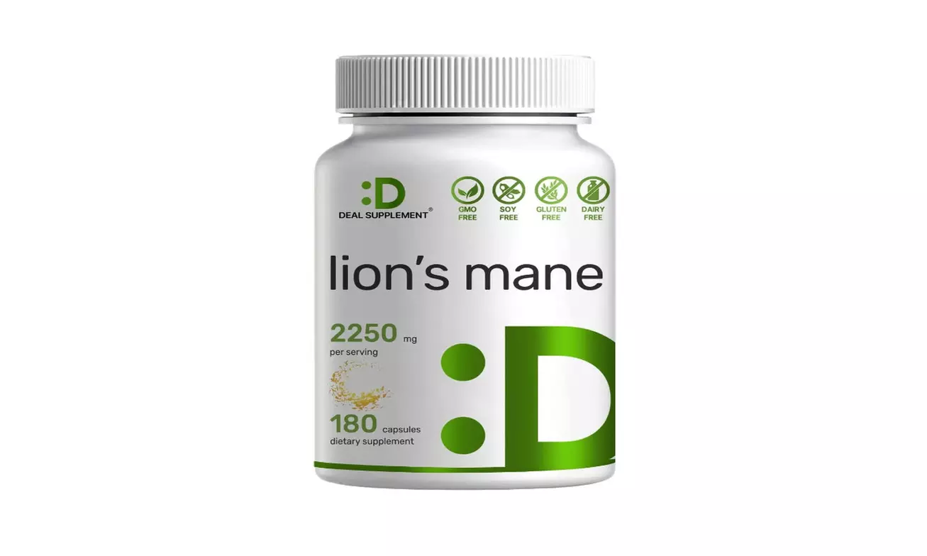 Lions Mane Mushroom For Memory and Mental Clarity 180 Capsules - Primary Image