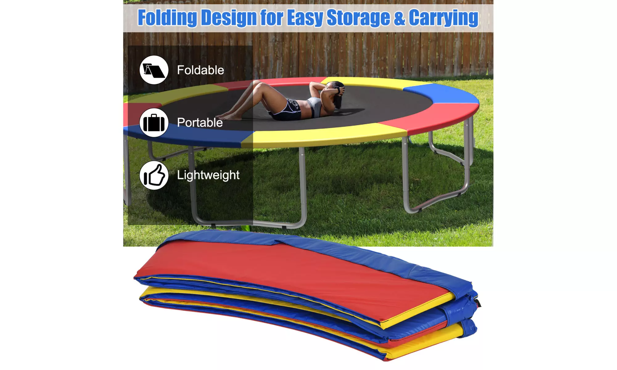 Costway 10FT Trampoline Replacement Safety Pad Bounce Frame Waterproof Spring