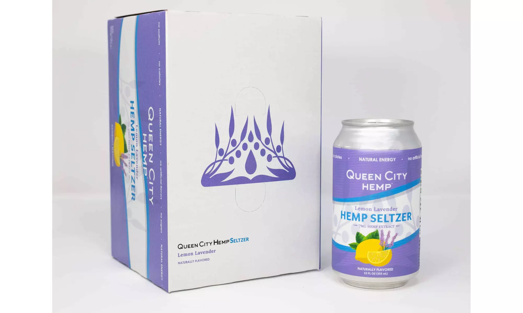 Queen City Hemp CBD Seltzer Lemon Lavender 24 Pack 5mg CBD per can - Primary Image