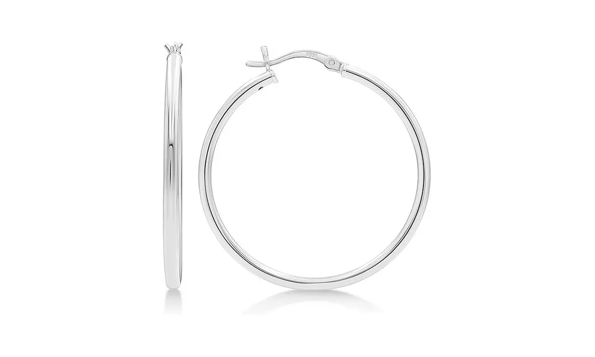 2MM French Lock Hoop 925 Sterling Silver Earrings - 10MM-65MM 