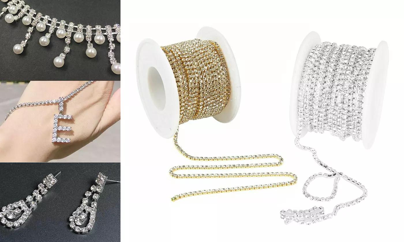 33ft Crystal Rhinestone Close Chain Trimming Jewelry Sewing Crafts DIY - Primary Image