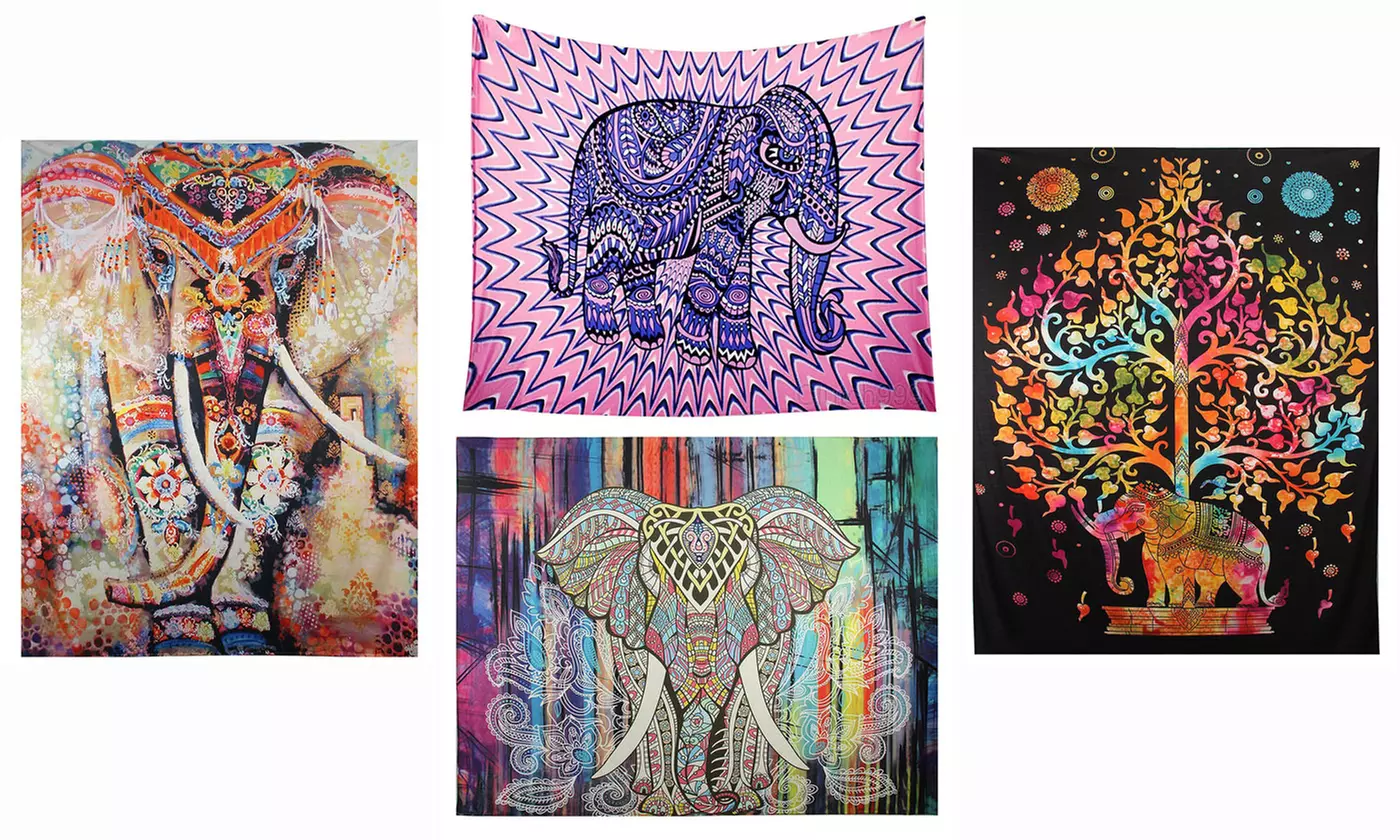 Good Luck Elephant Tapestry Psychedelic Wall Hanging Throw Tapestry - Primary Image
