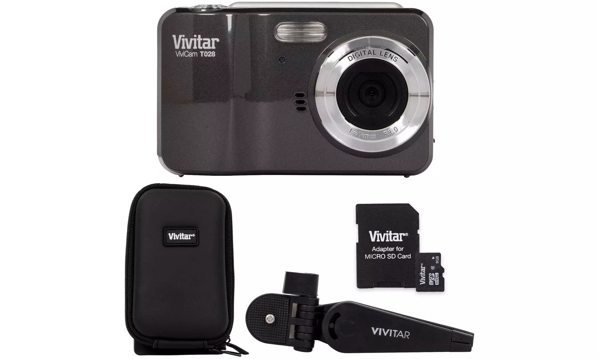 Vivitar T028 iTwist 12.1MP HD Digital Camera Grey with 4X Digital Zoom - VT028-G - Primary Image