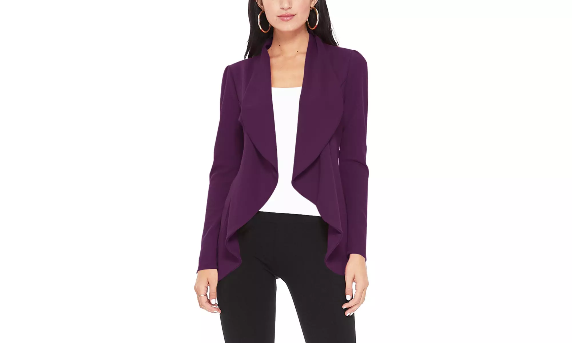 Casual Long Sleeves Open Front Office Wear Solid Blazer Jacket S-3XL