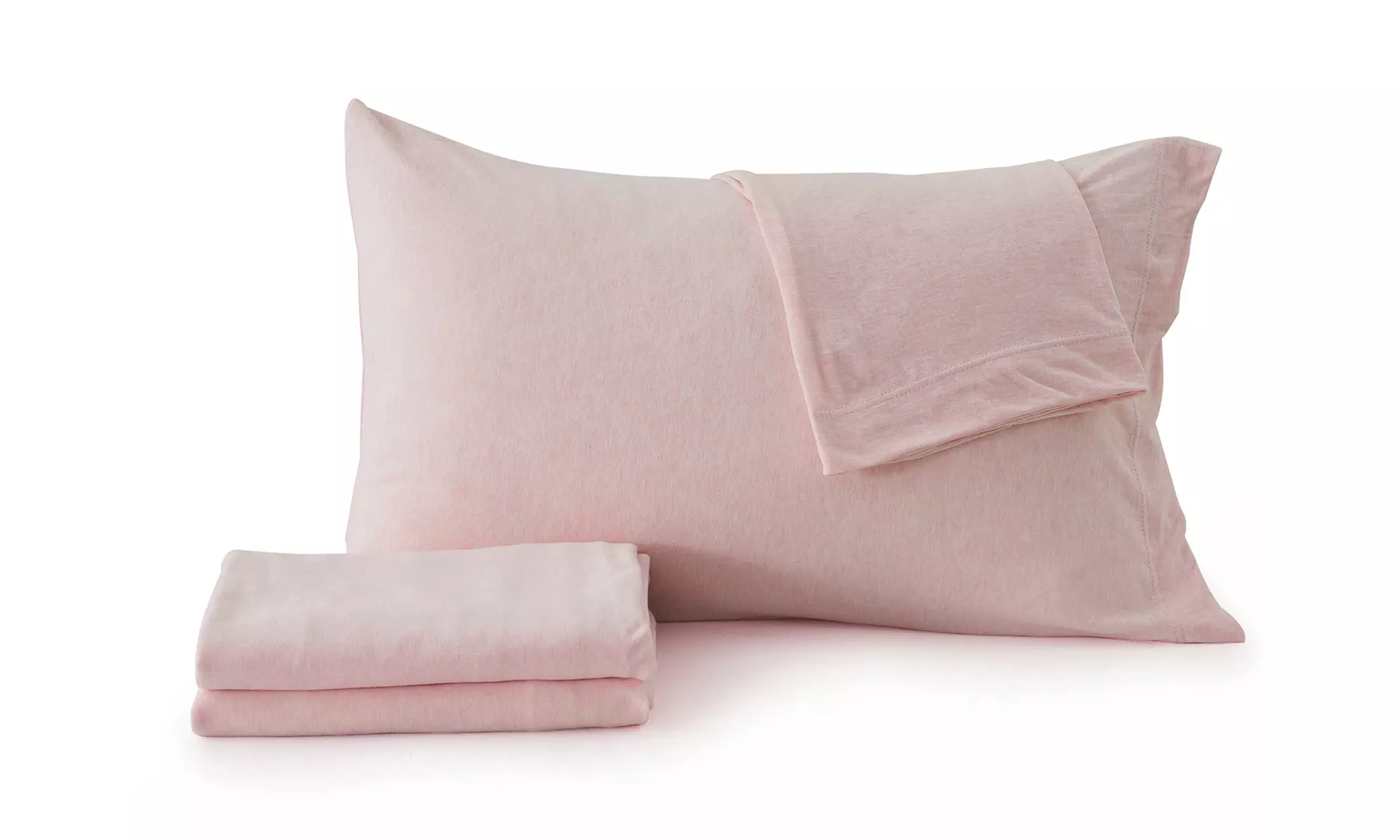 FreshFolds Ultra-Soft Cotton Heathered Melange Jersey Knit Sheet Set
