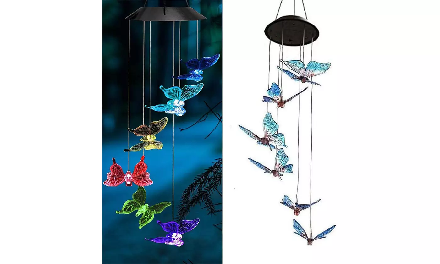 LED Changing Color Solar Hummingbird Wind Chime Waterproof Wind Chimes