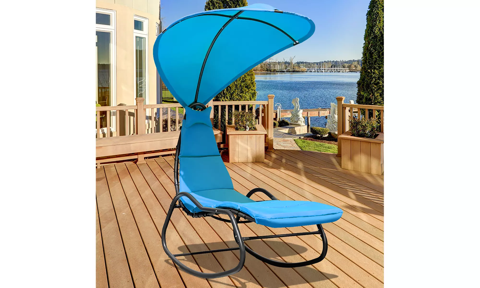 Costway Hanging Chaise Lounge Chair Swing Canopy Thick Cushion 3 colors - Primary Image