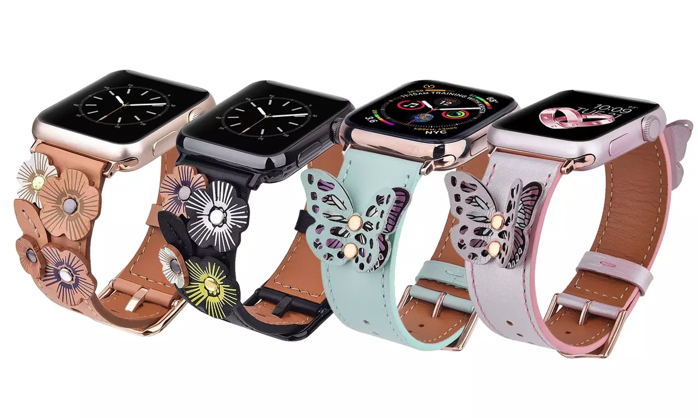 Genuine Leather Floral or Butterfly Band for Apple Watch All Series  - Primary Image